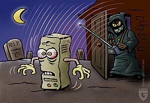 Zombie-pc's In pc-termen zijn zombies aan elkaar gekoppeld in botnets.